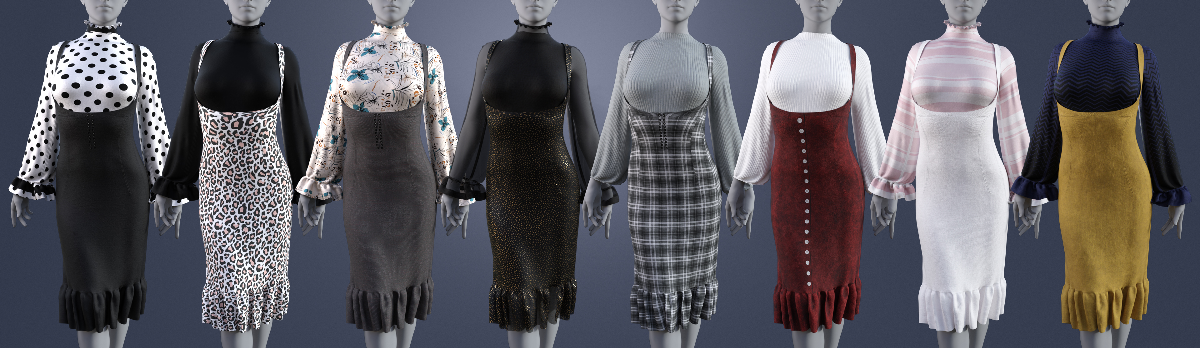 dForce Classy Pinafore Outfit for Genesis 8 Females by: Moonscape GraphicsSade, 3D Models by Daz 3D
