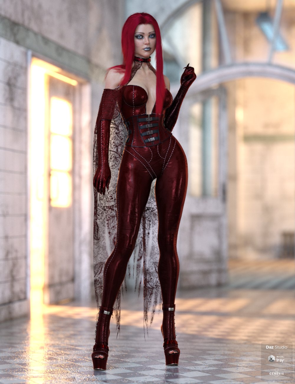 dForce Daedrah Outfit for Genesis 8 Females by: HM, 3D Models by Daz 3D