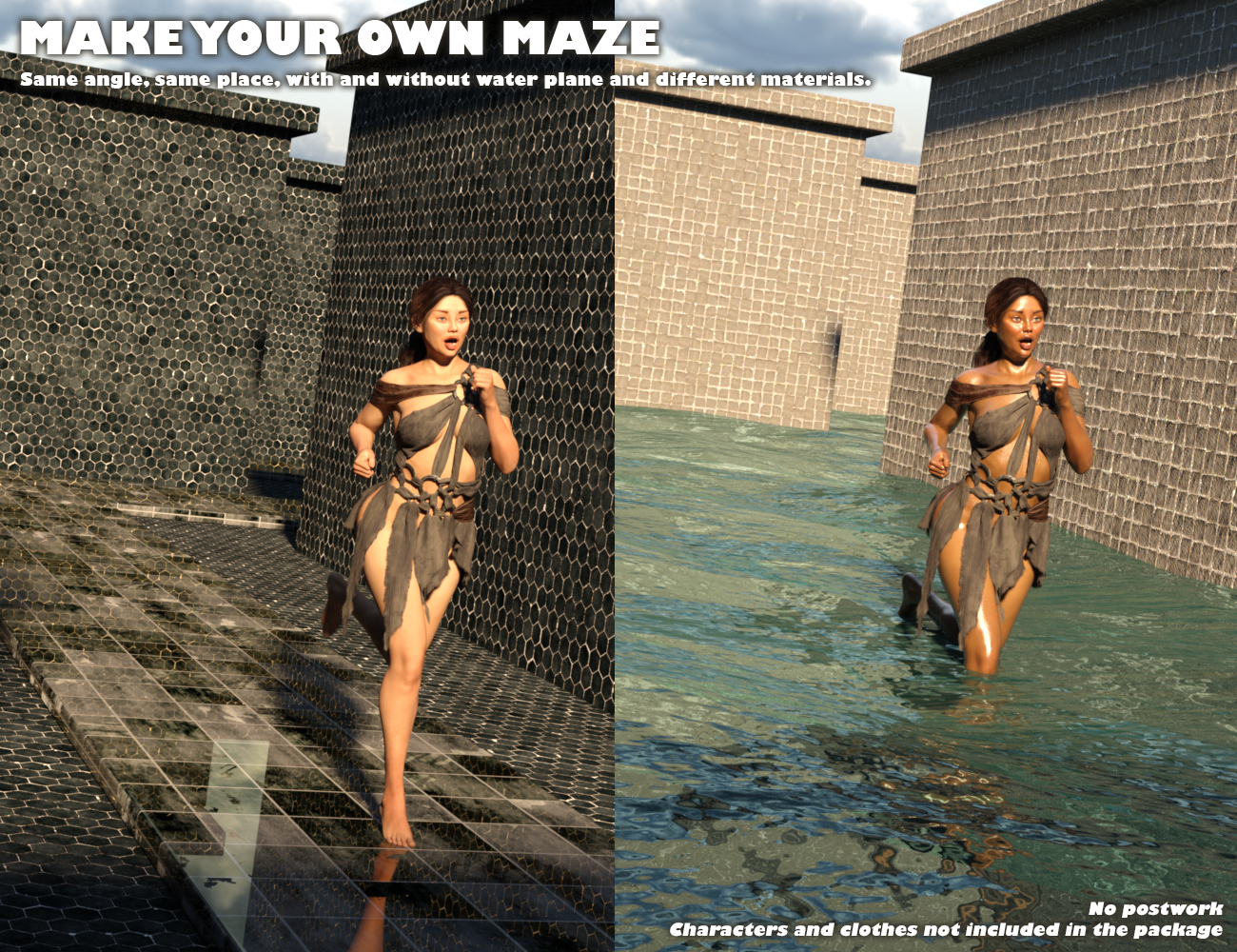 The Maze - Huge Labyrinth for Daz Studio by: Aedilium, 3D Models by Daz 3D