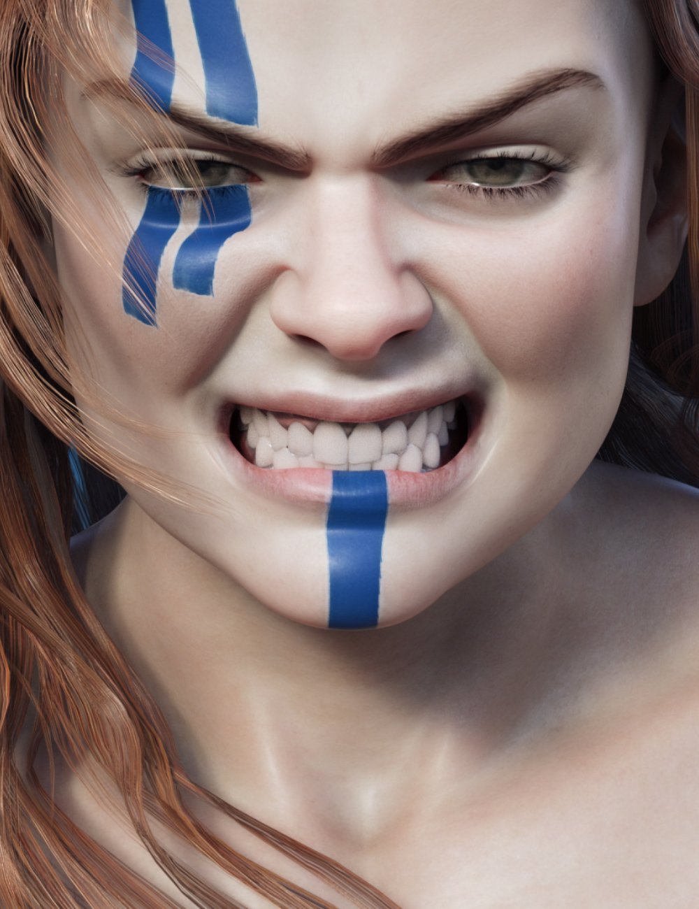 Viking Warrior Expressive for Freja 8 and Genesis 8 Female by: Neikdian, 3D Models by Daz 3D
