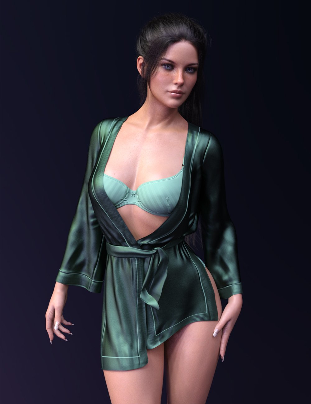 dForce X-Fashion Kimono Lingerie Set for Genesis 8 Females by: xtrart-3d, 3D Models by Daz 3D