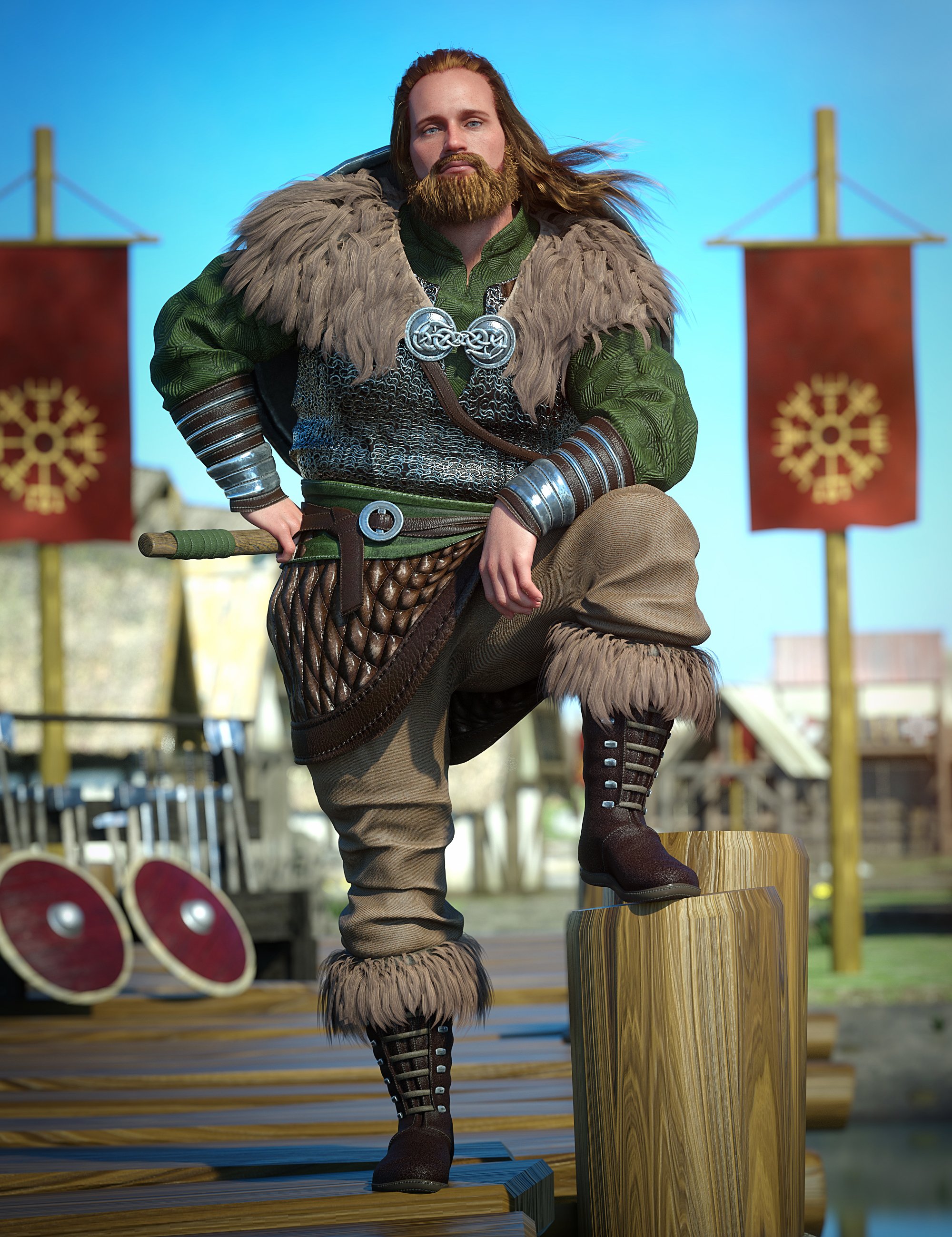 Viking Raider Outfit for Genesis 8 Male(s) by: Anna BenjaminMada, 3D Models by Daz 3D