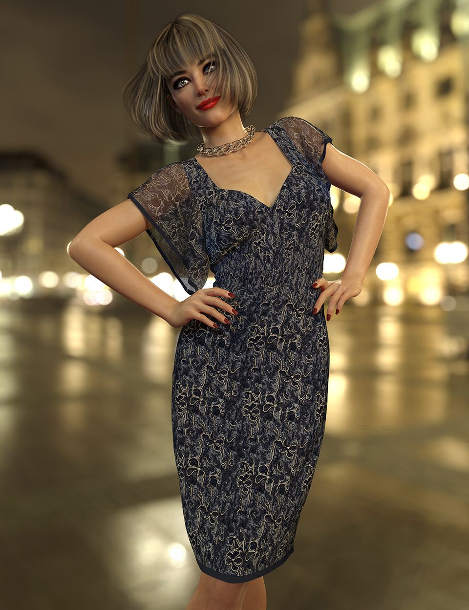dForce Zelda Dress for Genesis 8 Females by: Nelmi, 3D Models by Daz 3D