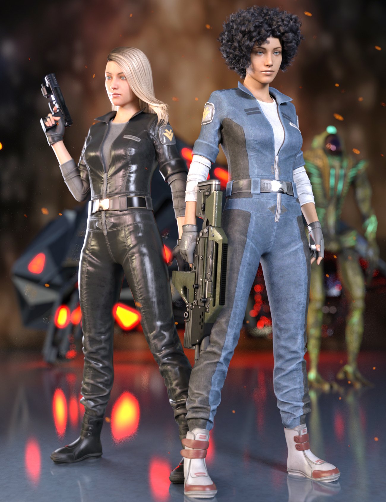 Sci-Fi Retro Outfit for Genesis 8 Females by: Yura, 3D Models by Daz 3D