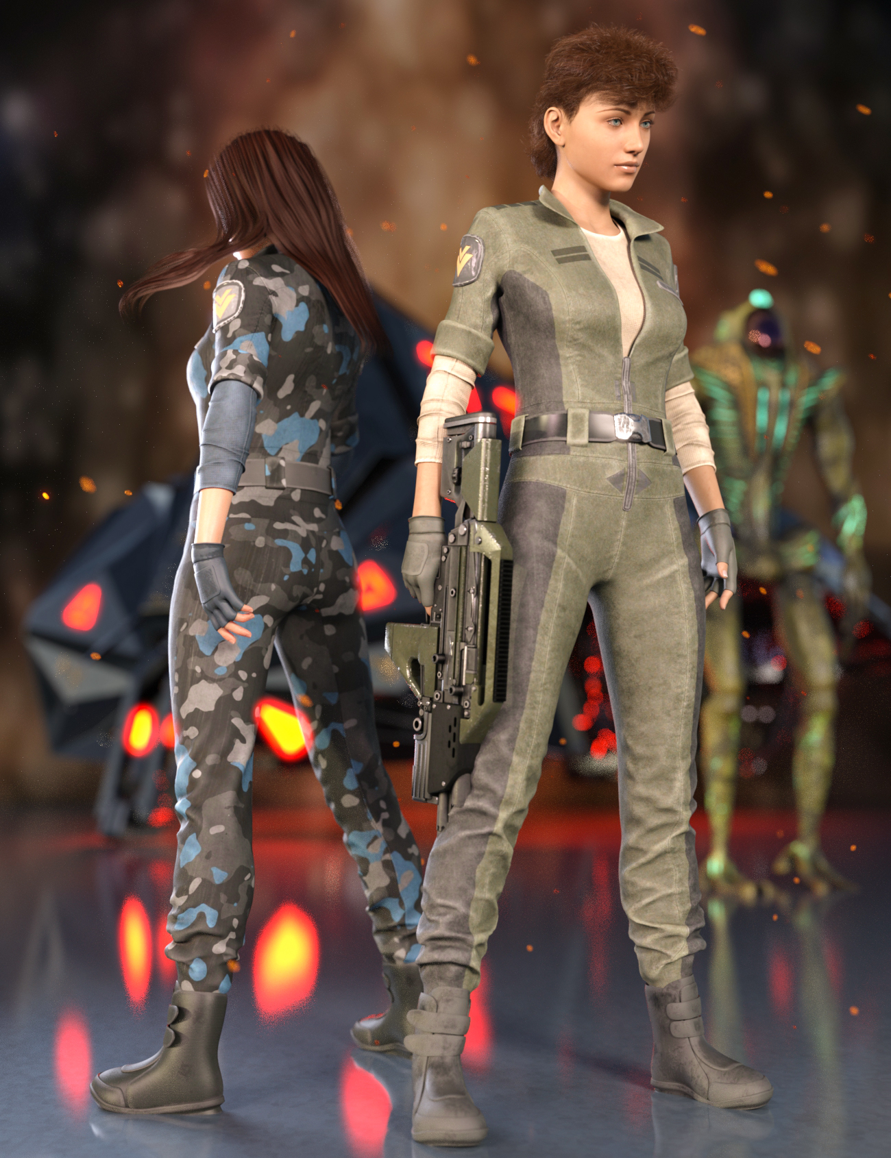 Sci-Fi Retro Outfit for Genesis 8 Females by: Yura, 3D Models by Daz 3D