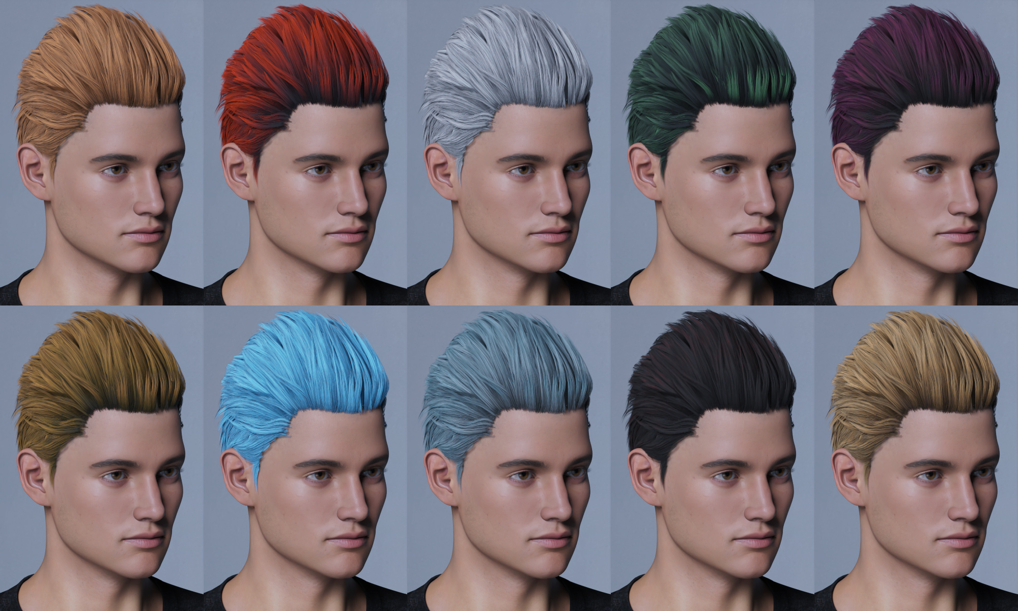 Slicked-Back Hair for Genesis 8 Males by: , 3D Models by Daz 3D
