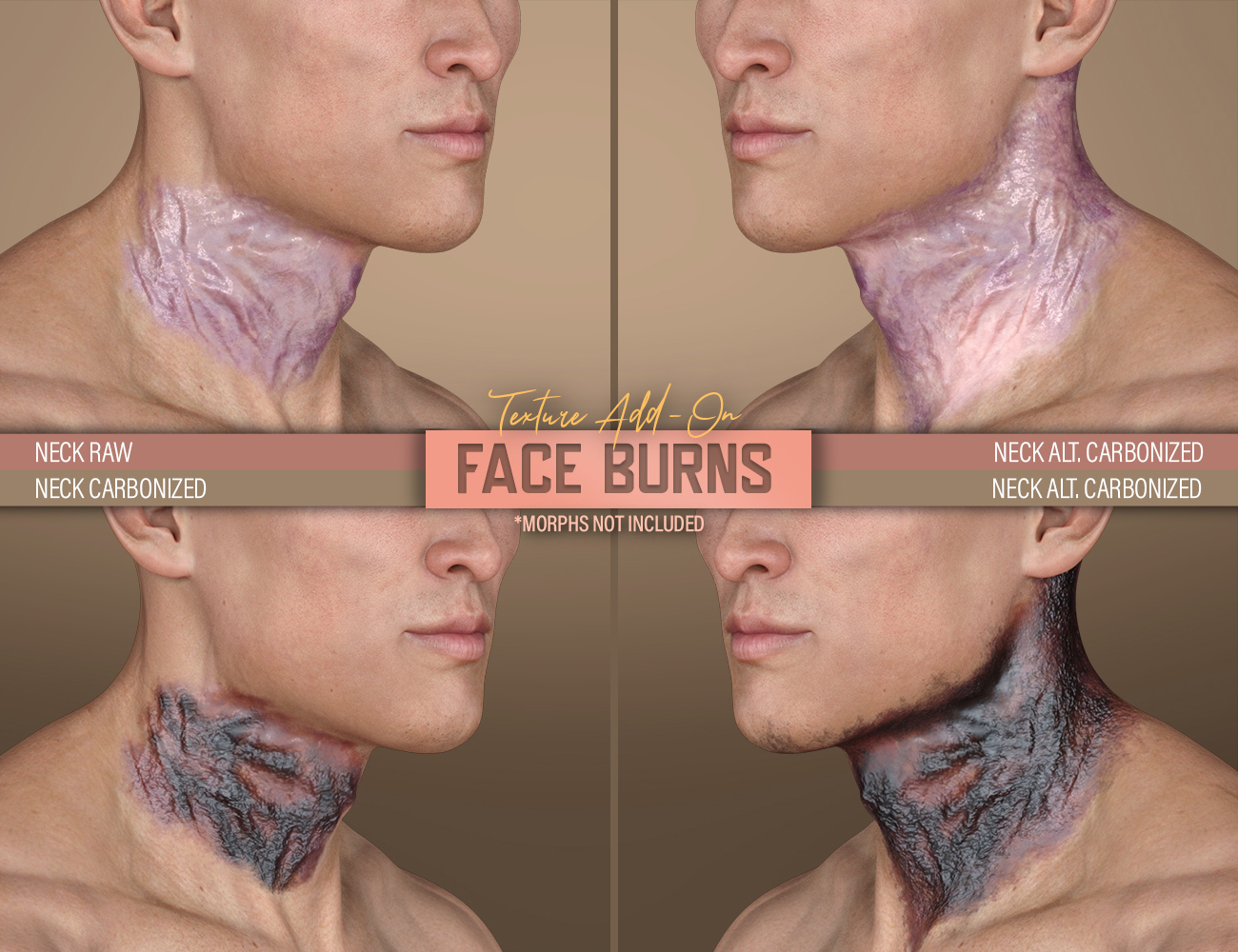 HD Face Burns Texture Add-On for Genesis 8 Males | Daz 3D