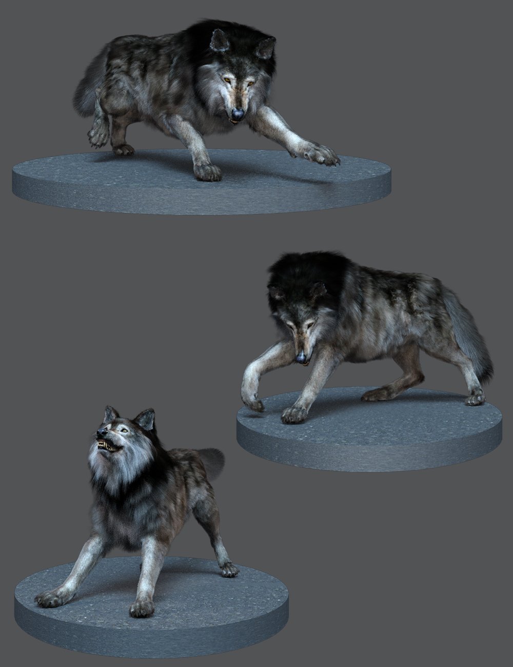 Alpha Poses for Dire Wolf by: Ensary, 3D Models by Daz 3D