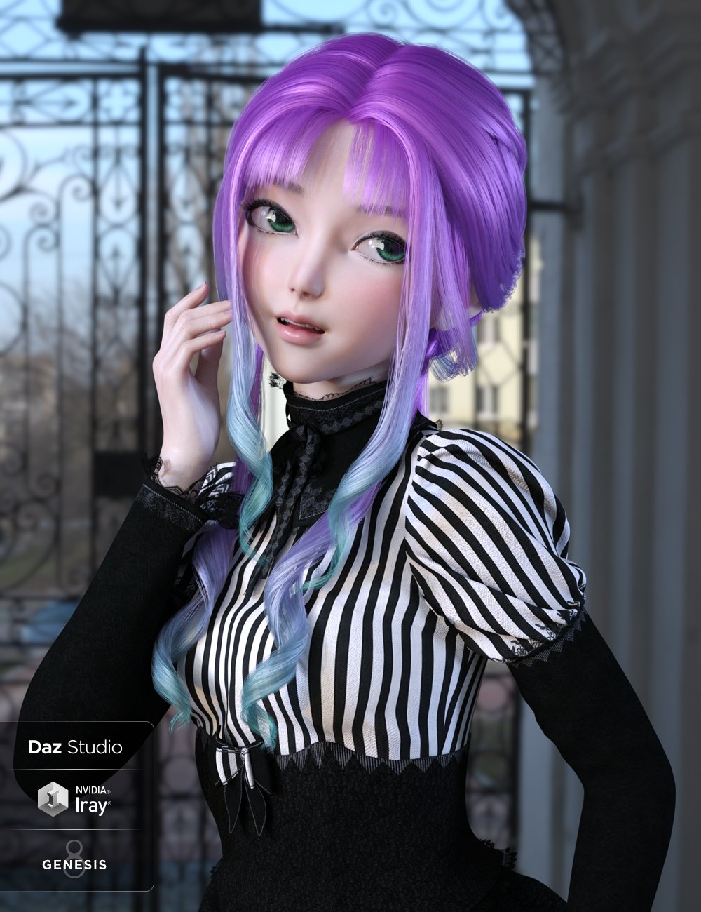 dForce Dalia Hair for Genesis 8 Females by: Lady Littlefox, 3D Models by Daz 3D