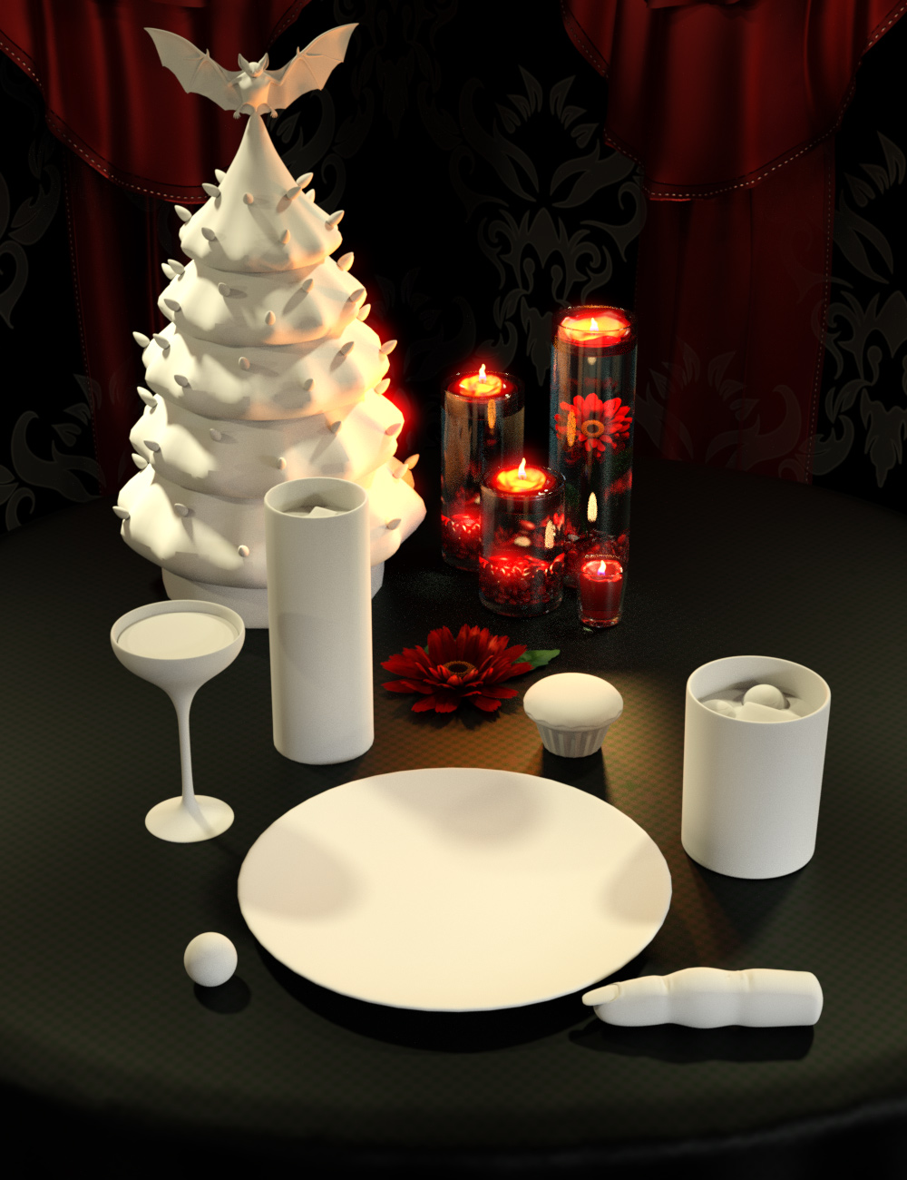 Halloween Fright Table Decor by: ARTCollab, 3D Models by Daz 3D