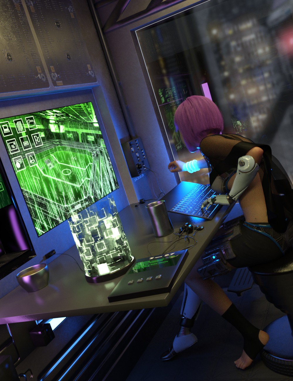 Compact Cyberpunk Apartment by: Silent Winter, 3D Models by Daz 3D
