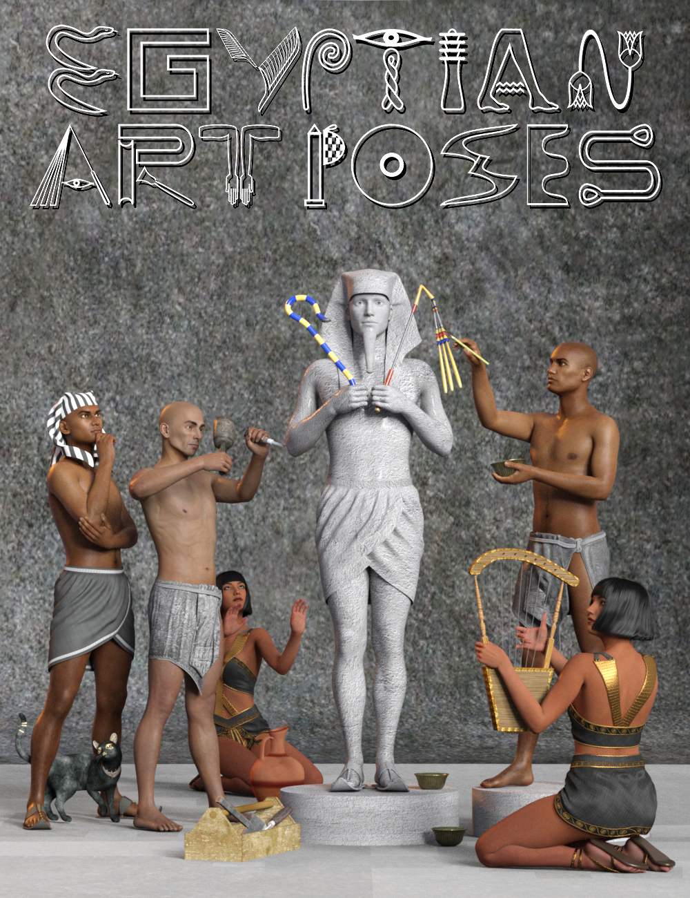 Egyptian Art Poses for Genesis 8 by: Don Albert, 3D Models by Daz 3D