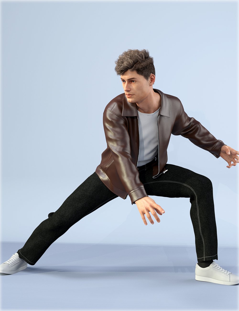 dForce HnC Leather Jacket Outfit for Genesis 8 Males by: IH Kang, 3D Models by Daz 3D