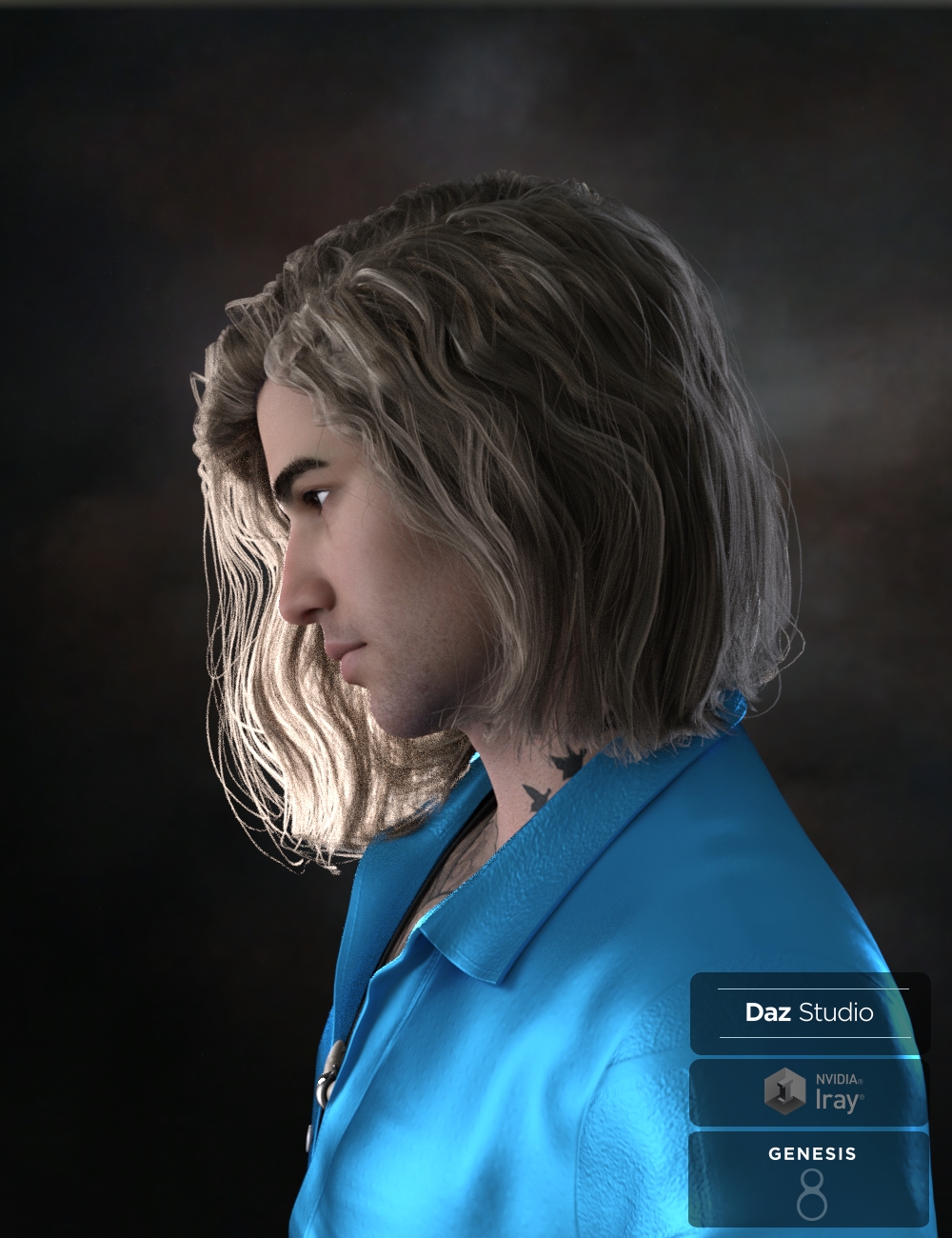 Hyansel King Hair for Genesis 8 by: Neftis3D, 3D Models by Daz 3D