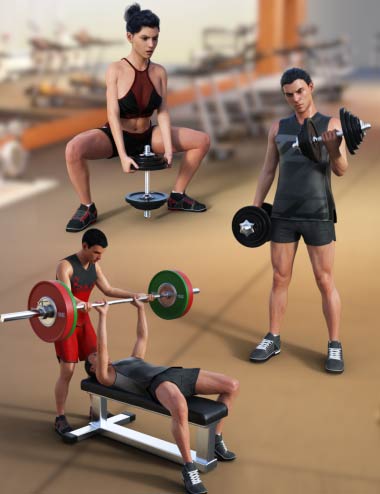 Weight Workout Props and Poses for Genesis 8 by: JWolf, 3D Models by Daz 3D