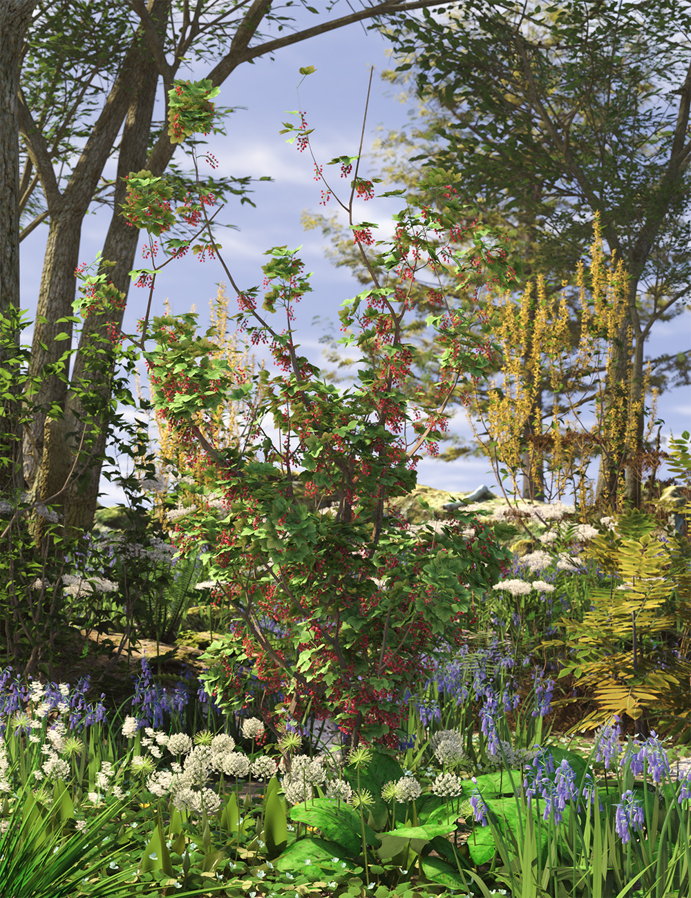 Spring Flowers - Flowering Currant Bushes by: MartinJFrost, 3D Models by Daz 3D