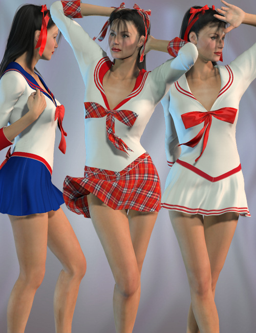 SchoolGirl 2 outfit for V3 by: hongyu, 3D Models by Daz 3D