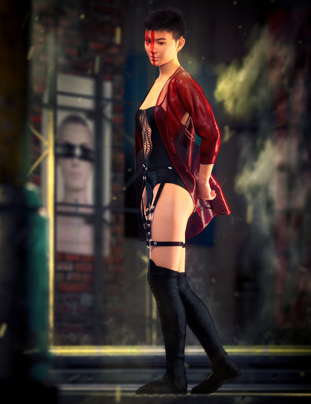 dForce Cyborg Soul Outfit for Genesis 8 Females by: Nikisatez, 3D Models by Daz 3D