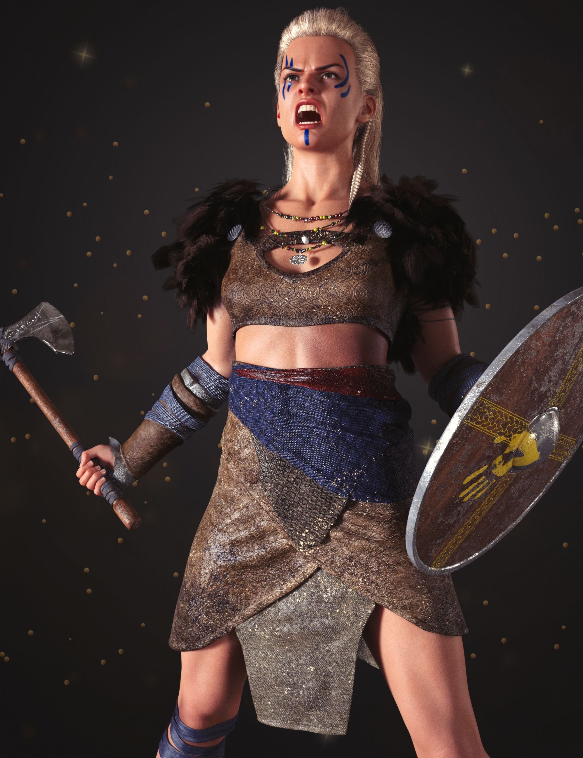 dForce Frida Viking Outfit for Genesis 8 Female by: Beautyworks, 3D Models by Daz 3D