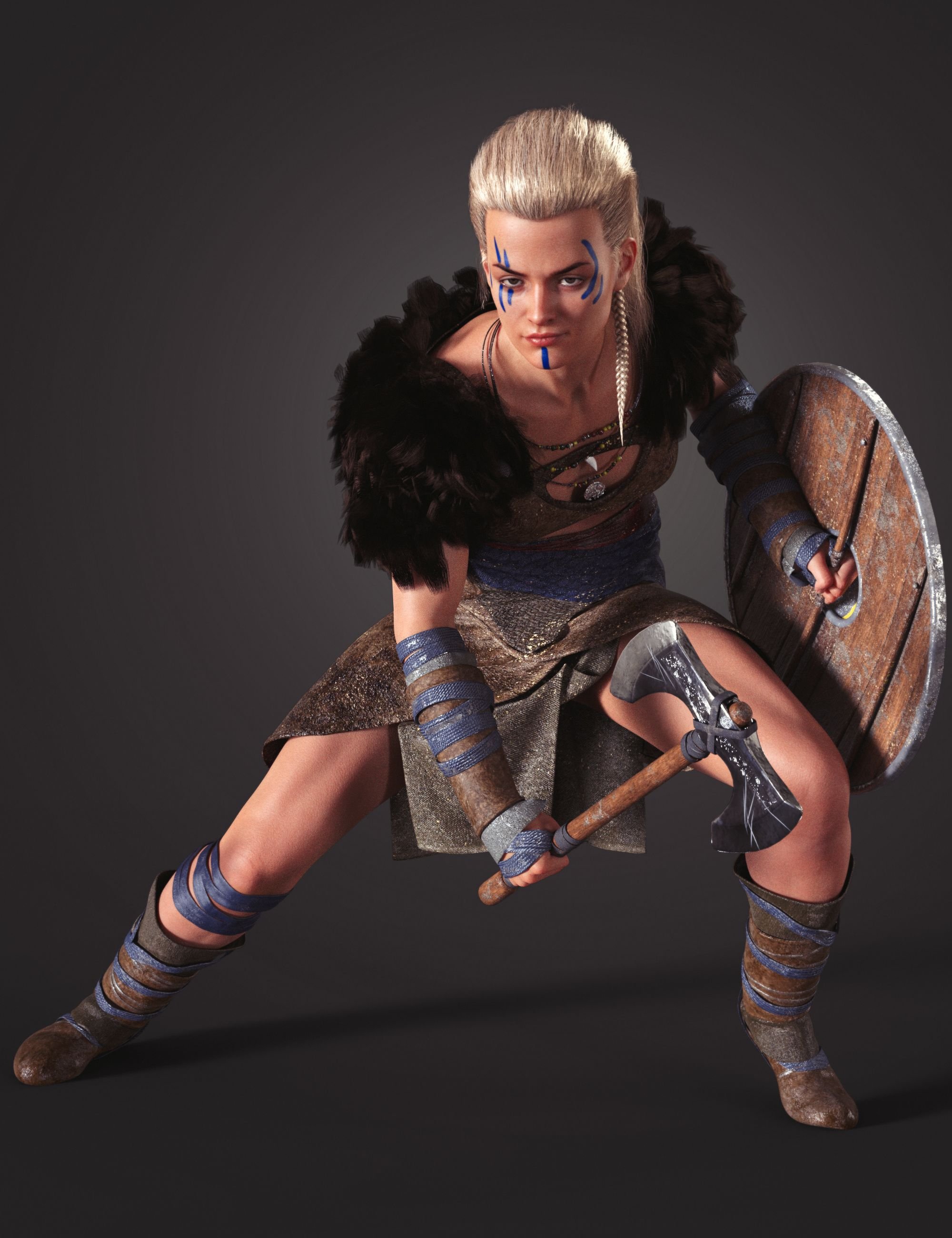 dForce Frida Viking Outfit for Genesis 8 Female by: Beautyworks, 3D Models by Daz 3D