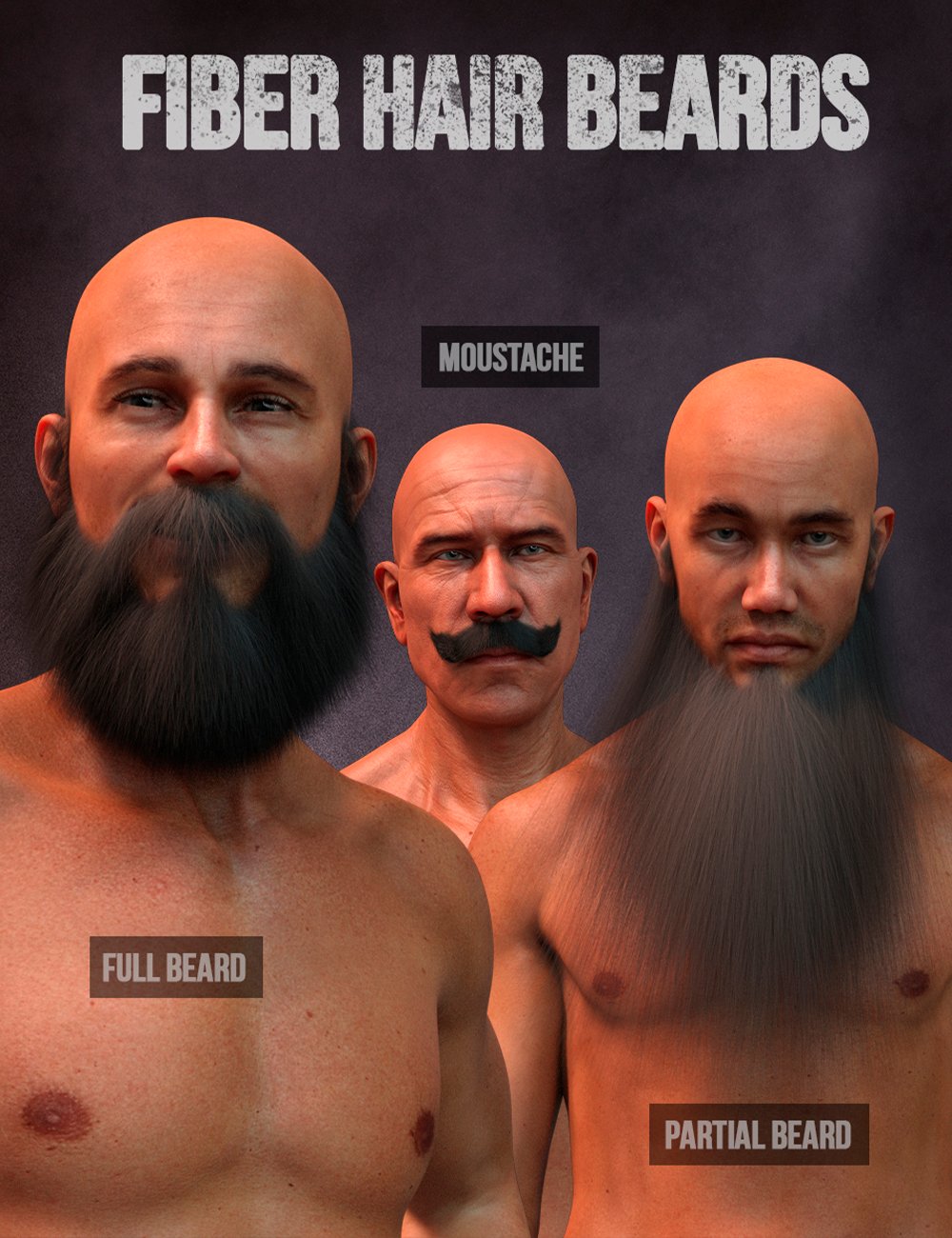 Long and Full Beards Set Hair for Genesis 8 Male by: Matari3D, 3D Models by Daz 3D
