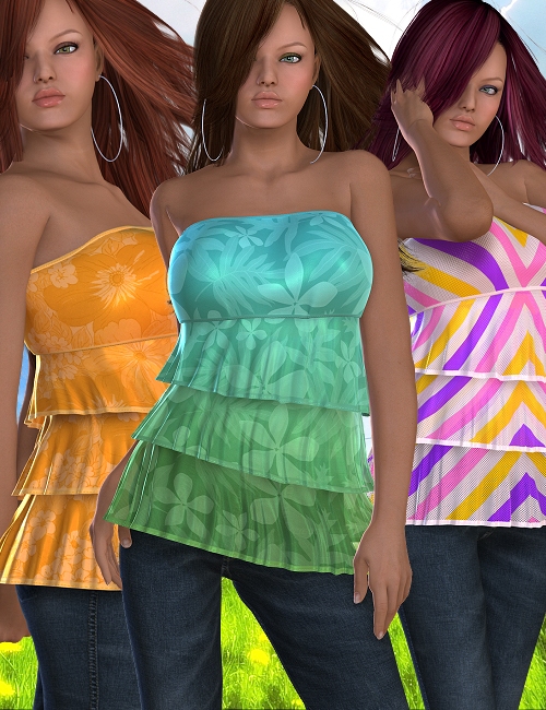 Summertime Styles for Ruffle Top by: , 3D Models by Daz 3D