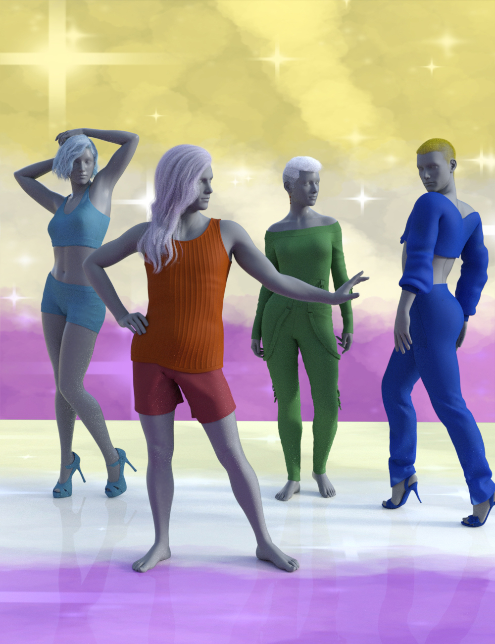 Non-Binary Feminine Poses for Genesis 8 by: , 3D Models by Daz 3D