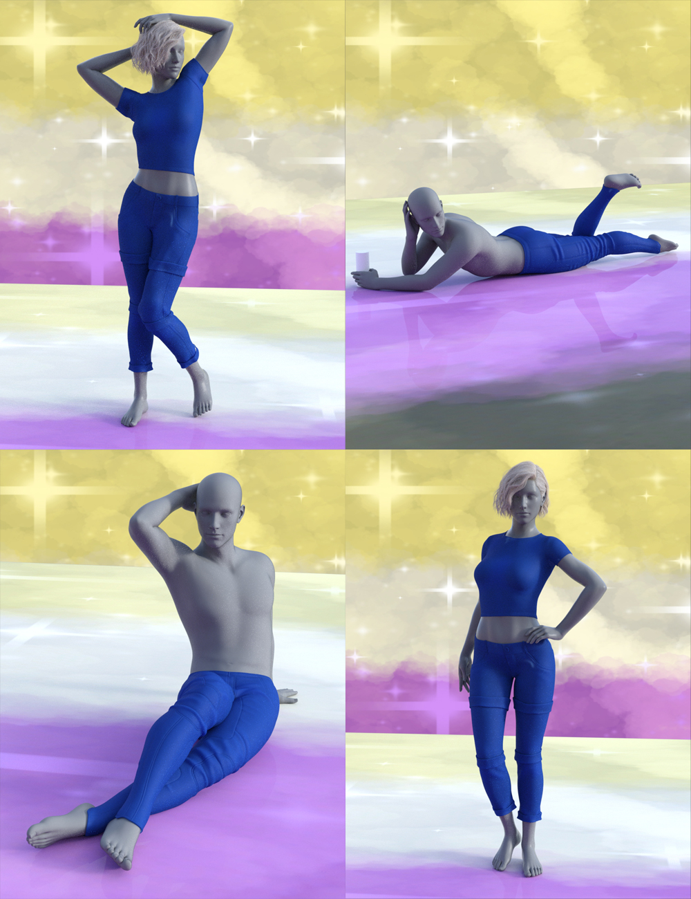 Non-Binary Feminine Poses for Genesis 8