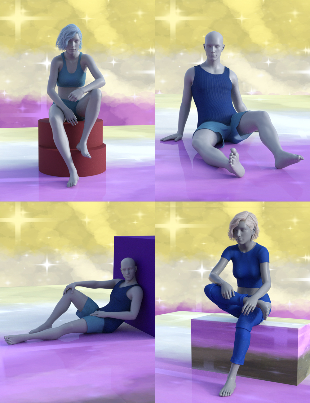 Non-Binary Masculine Poses for Genesis 8 by: Muscleman, 3D Models by Daz 3D
