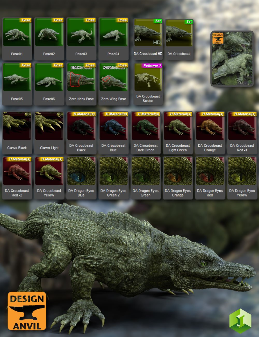 DA Crocobeast HD for Daz Dragon 3 DA Crocobeast HD for Daz Dragon 3 by: Design Anvil, 3D Models by Daz 3D