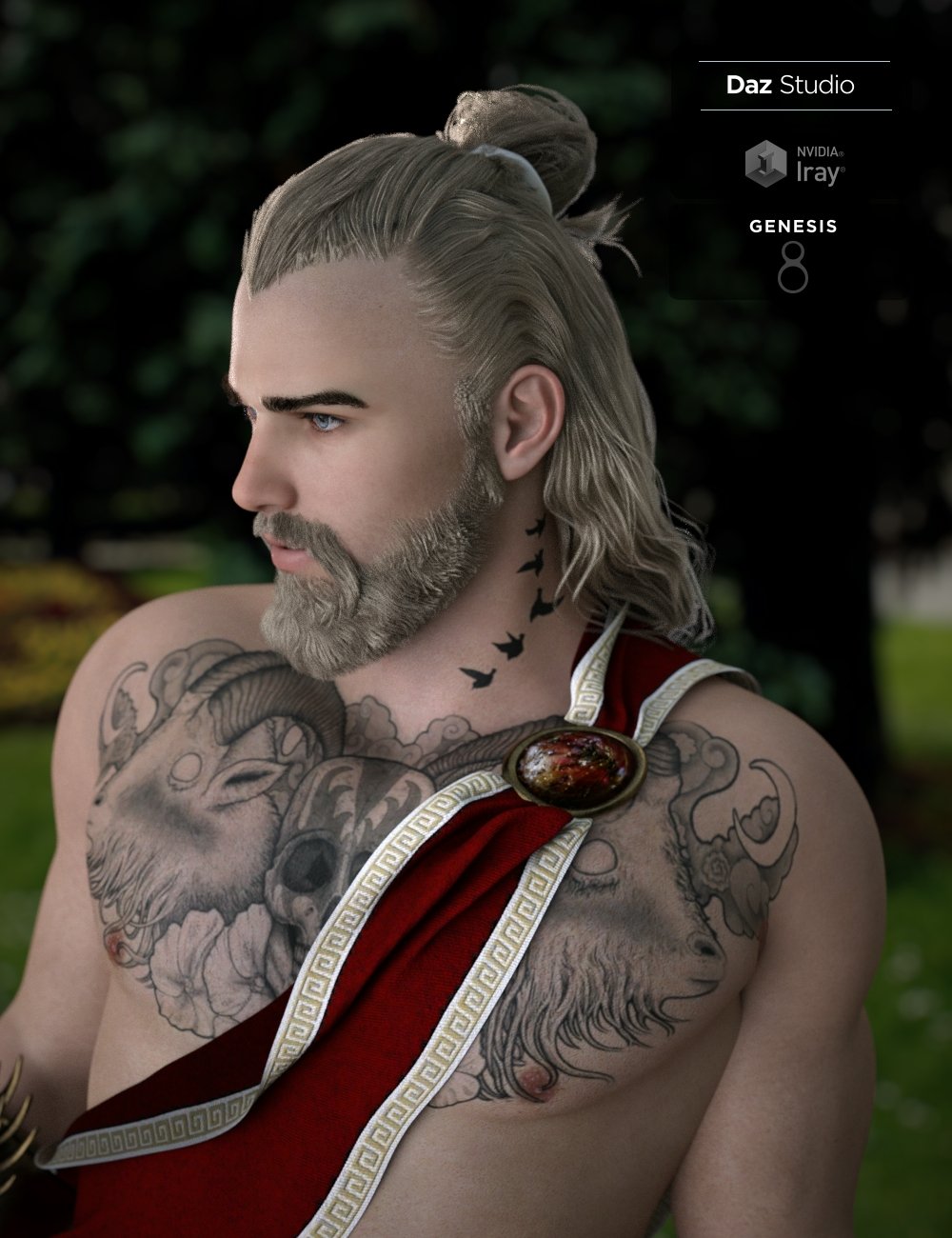 Herodius Hair and Beard for Genesis 8 Males by: Neftis3D, 3D Models by Daz 3D