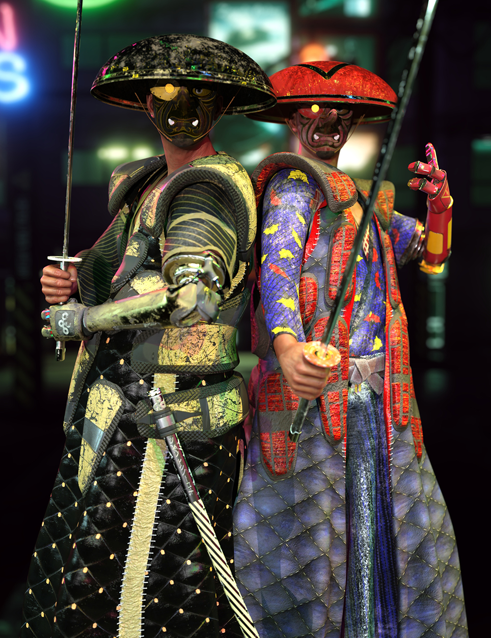 Street Sweeper - Cyber Samurai for Genesis 8 Male by: Sixus1 Media, 3D Models by Daz 3D