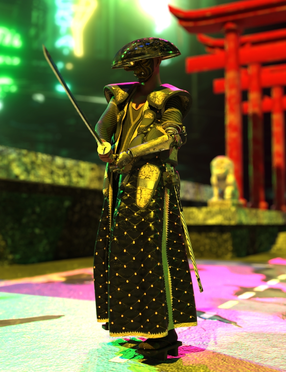 Street Sweeper - Cyber Samurai for Genesis 8 Male by: Sixus1 Media, 3D Models by Daz 3D