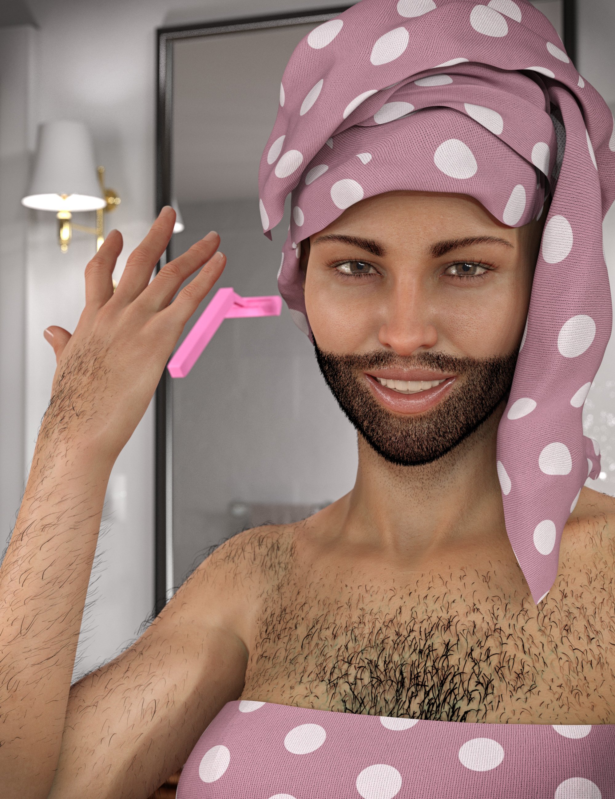 Lush Beard and Body Hair for Genesis 8 Female by: , 3D Models by Daz 3D