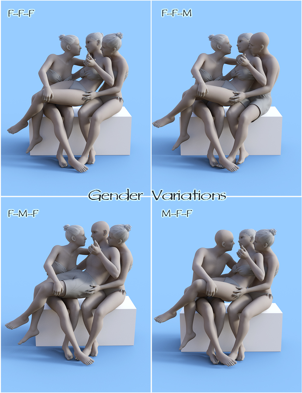 FF's Triad Romance Poses for Genesis 8 by: FeralFey, 3D Models by Daz 3D