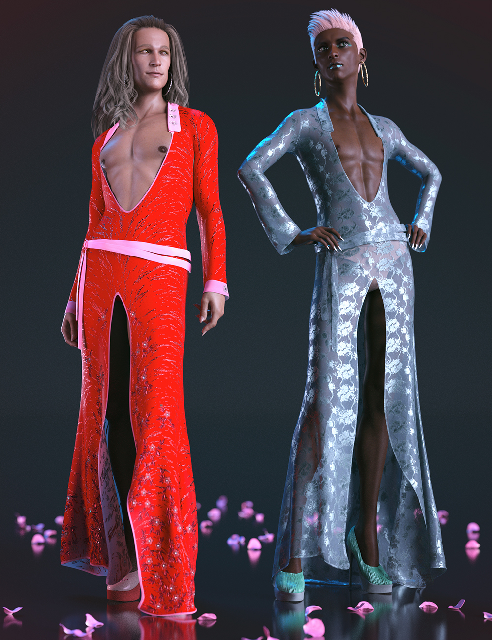 dForce Evening Dress Outfit Texture Addon by: , 3D Models by Daz 3D
