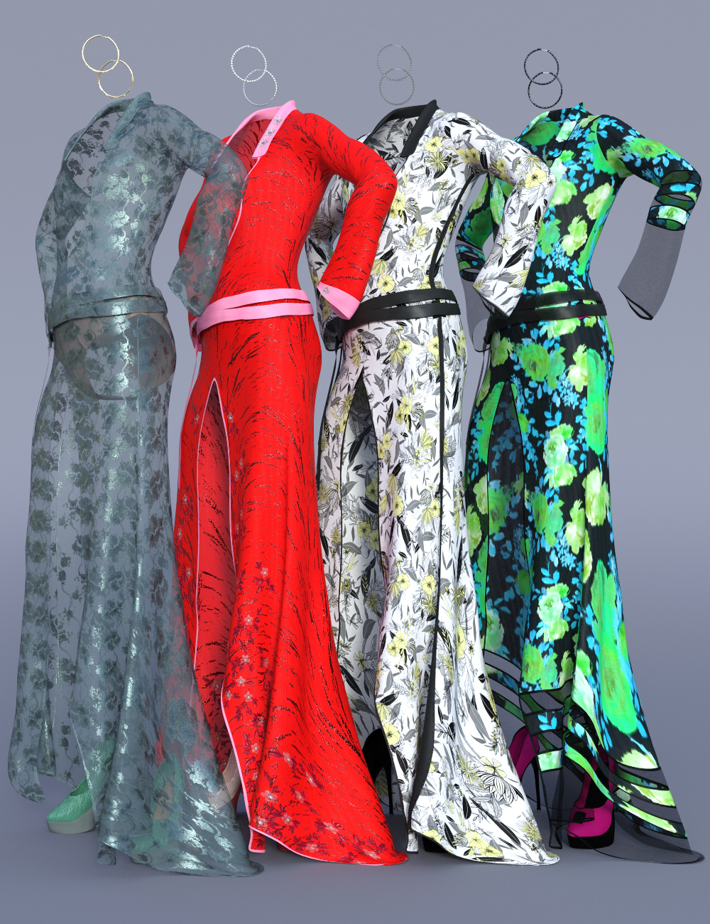 dForce Evening Dress Outfit Texture Addon by: PixelTizzyFit, 3D Models by Daz 3D