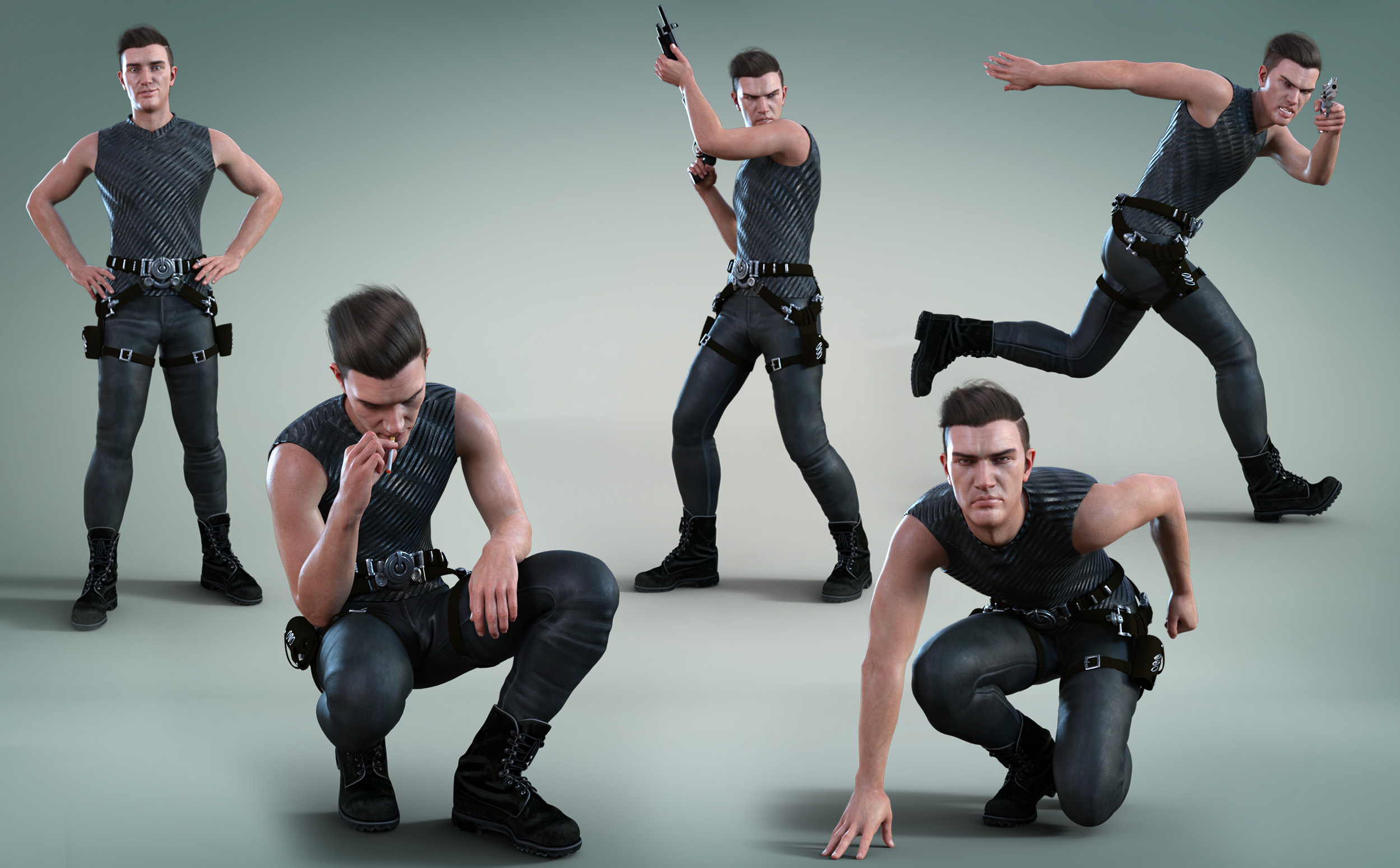 Z On a Hunt Poses and Expressions for Juan Carlos 8 by: Zeddicuss, 3D Models by Daz 3D