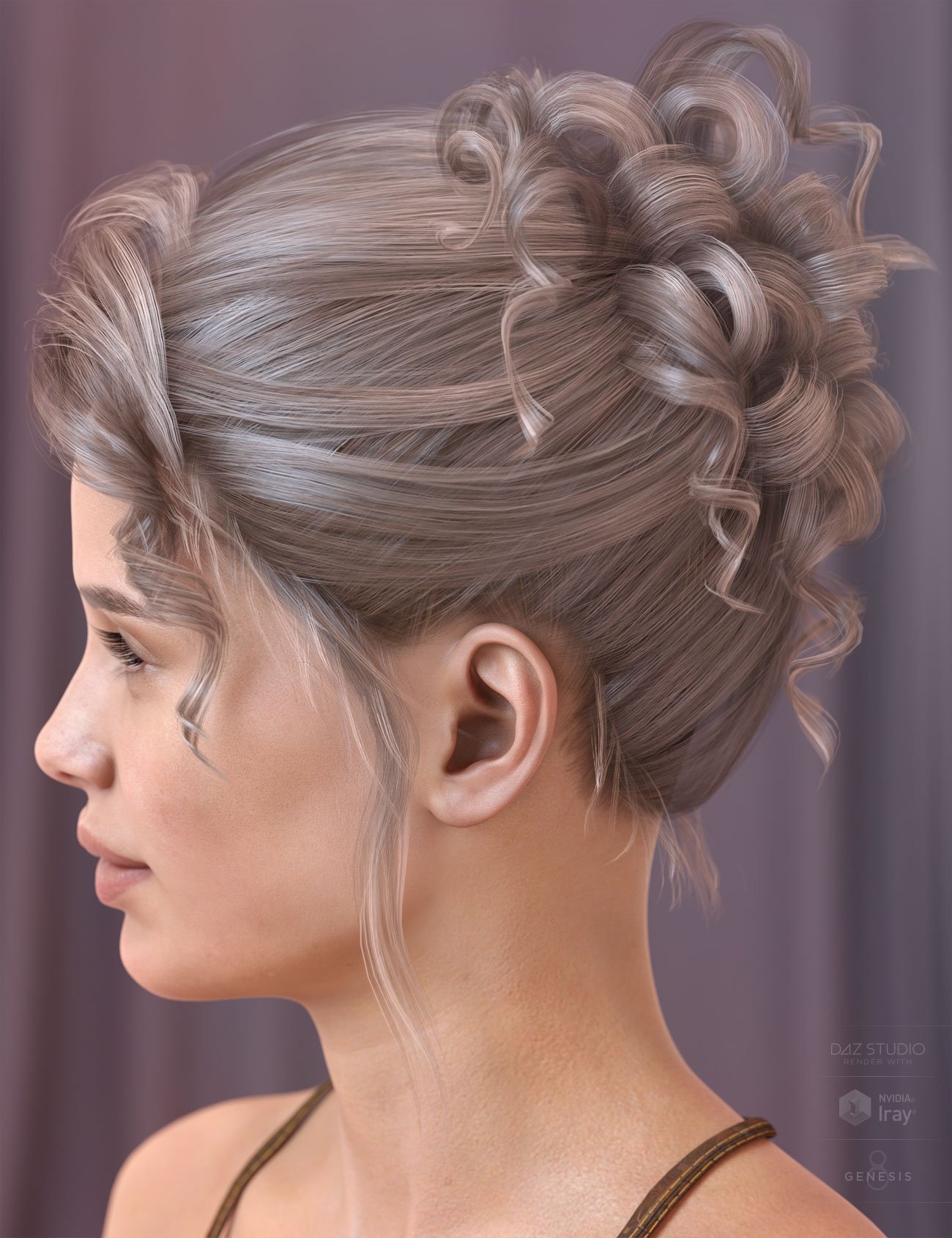 Poppy Hair for Genesis 3 & 8 Females by: AprilYSH, 3D Models by Daz 3D