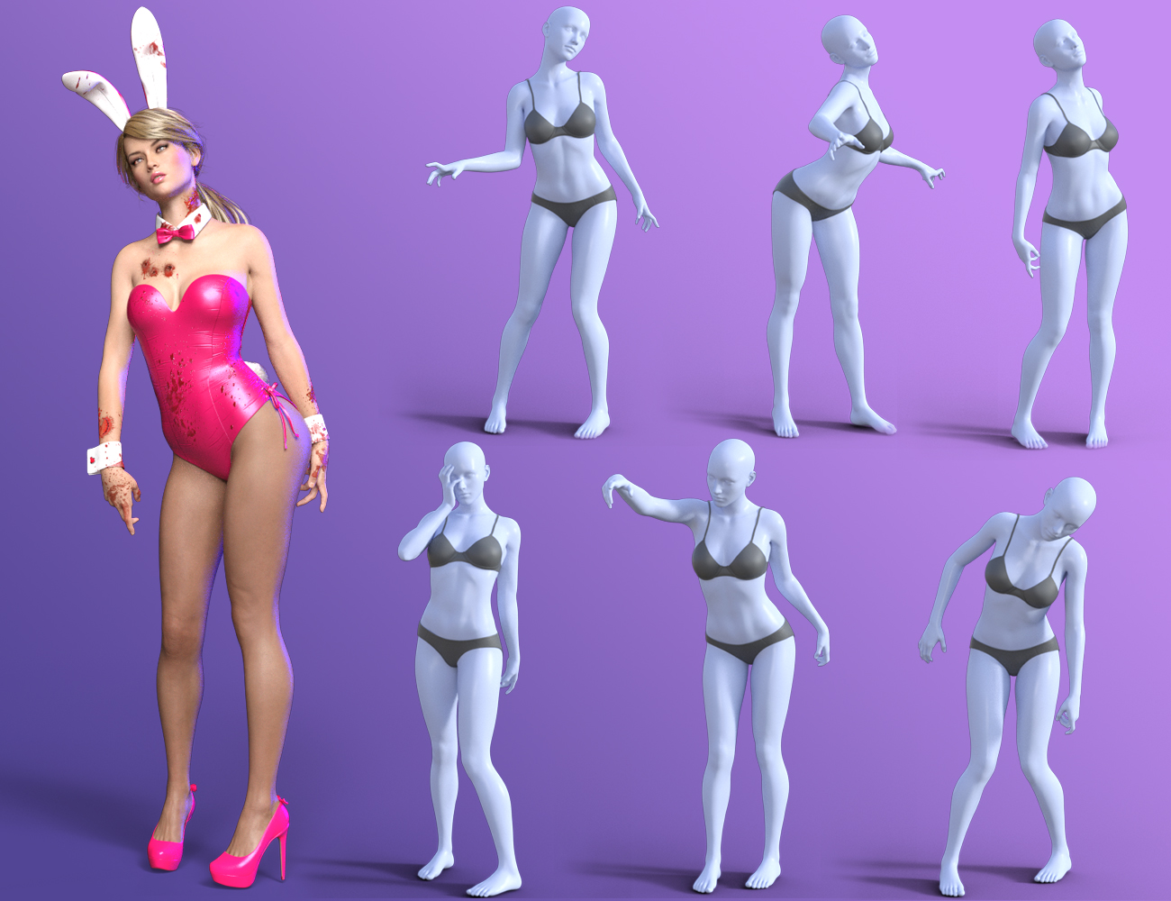 Bunny's Nightmare Outfit and Poses for Genesis 8 Females by: Blue Rabbit, 3D Models by Daz 3D