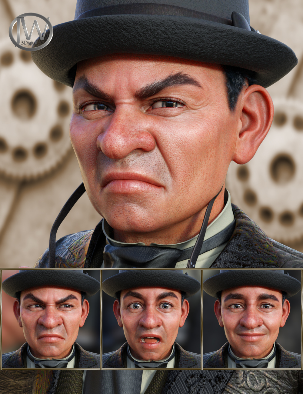 Steampunk - Expressions for Genesis 8 Male and Drutherson 8 by: JWolf, 3D Models by Daz 3D