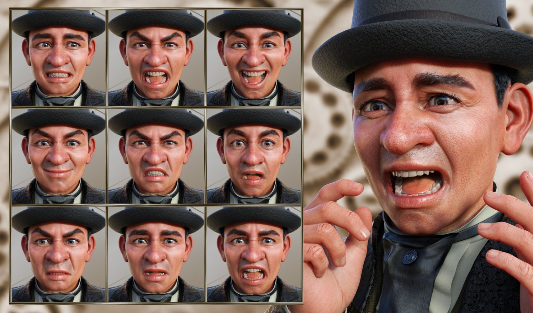 Steampunk - Expressions for Genesis 8 Male and Drutherson 8 Steampunk - Expressions for Genesis 8 Male and Drutherson 8 by: JWolf, 3D Models by Daz 3D