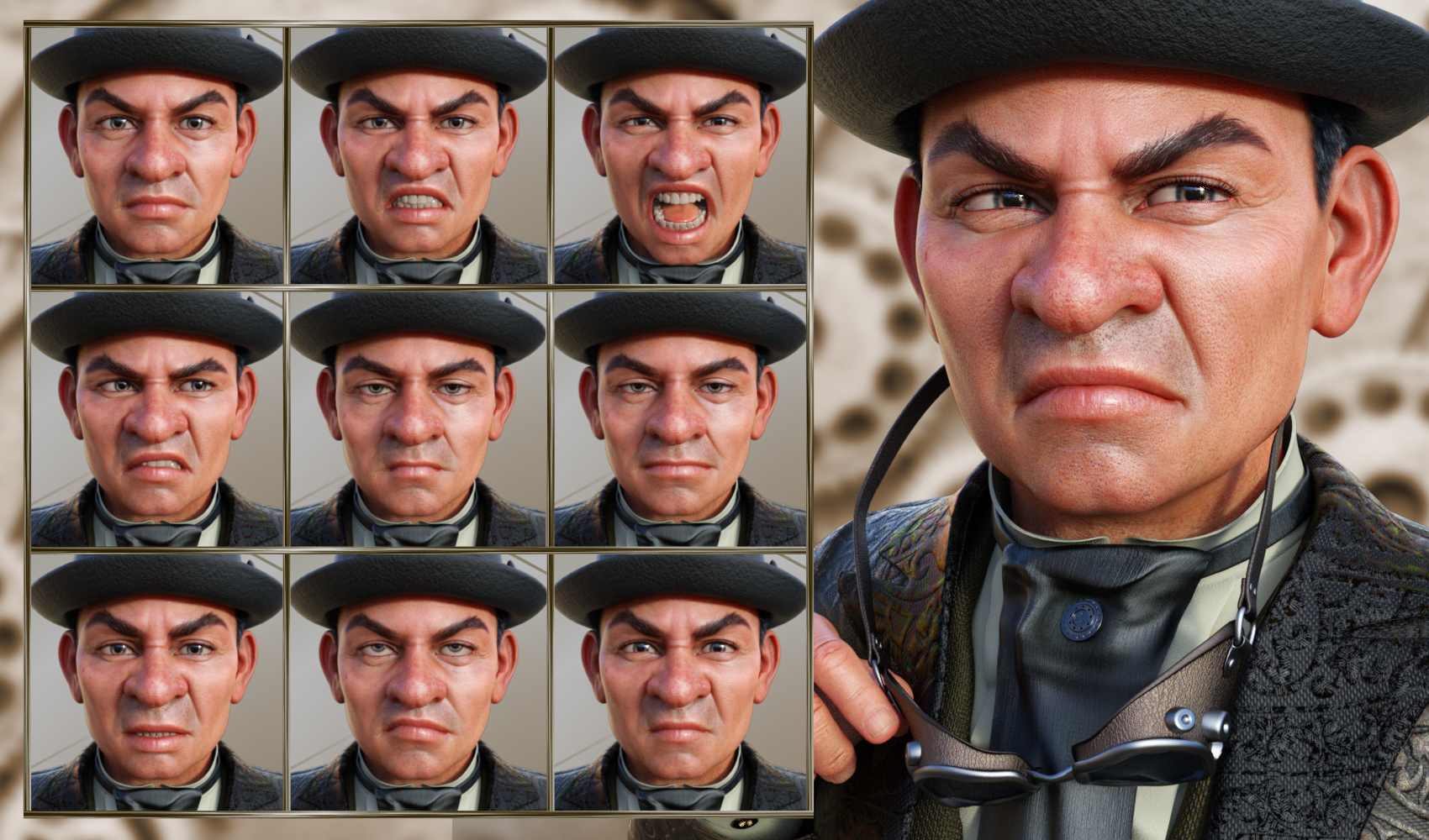 Steampunk - Expressions for Genesis 8 Male and Drutherson 8 by: JWolf, 3D Models by Daz 3D