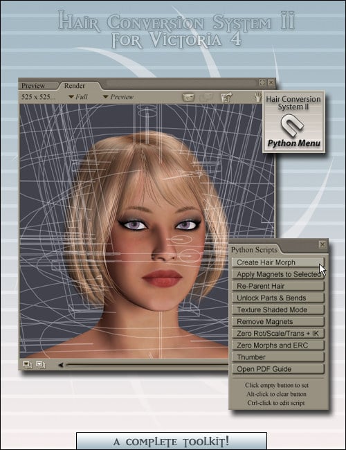 Hair Conversion System II for Victoria 4 Hair Conversion System II for Victoria 4 by: Netherworks, 3D Models by Daz 3D