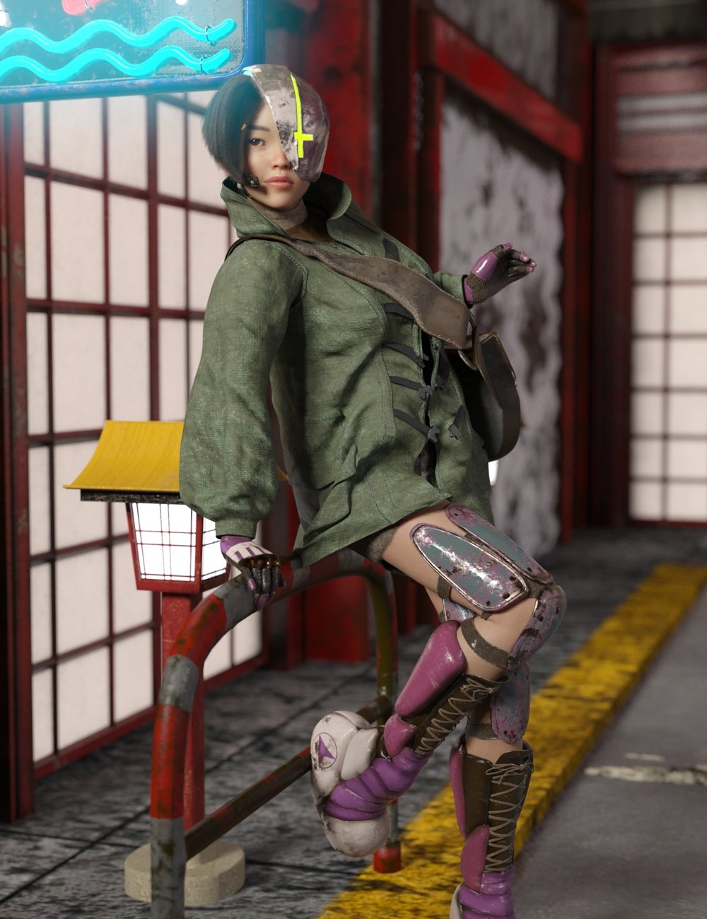 Cyber Girl Nakano Outfit and Hair for Genesis 8 Female Cyber Girl Nakano Outfit and Hair for Genesis 8 Female by: Sixus1 Media, 3D Models by Daz 3D