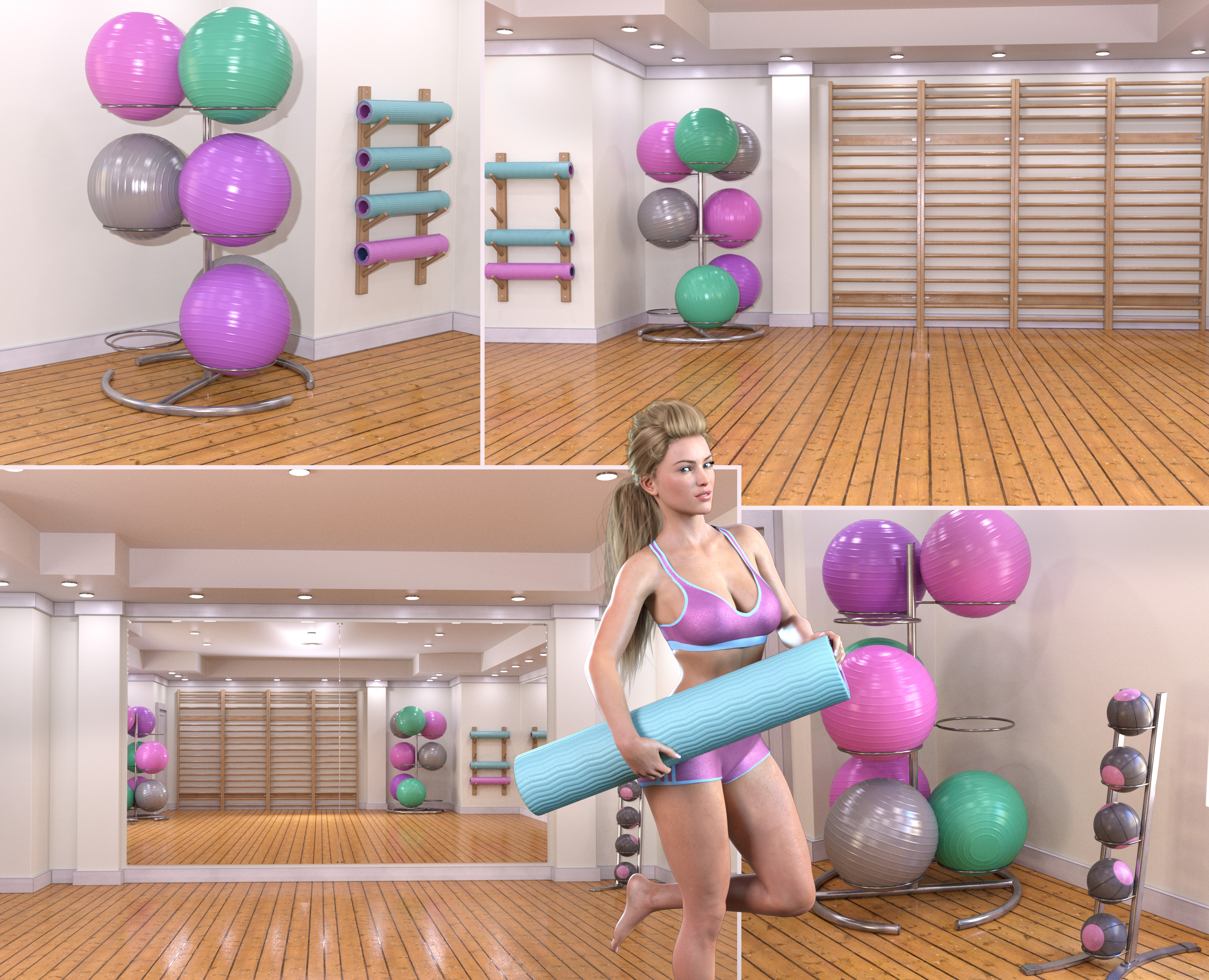Z Exercise Studio and Poses for Genesis 8 Female by: Zeddicuss, 3D Models by Daz 3D