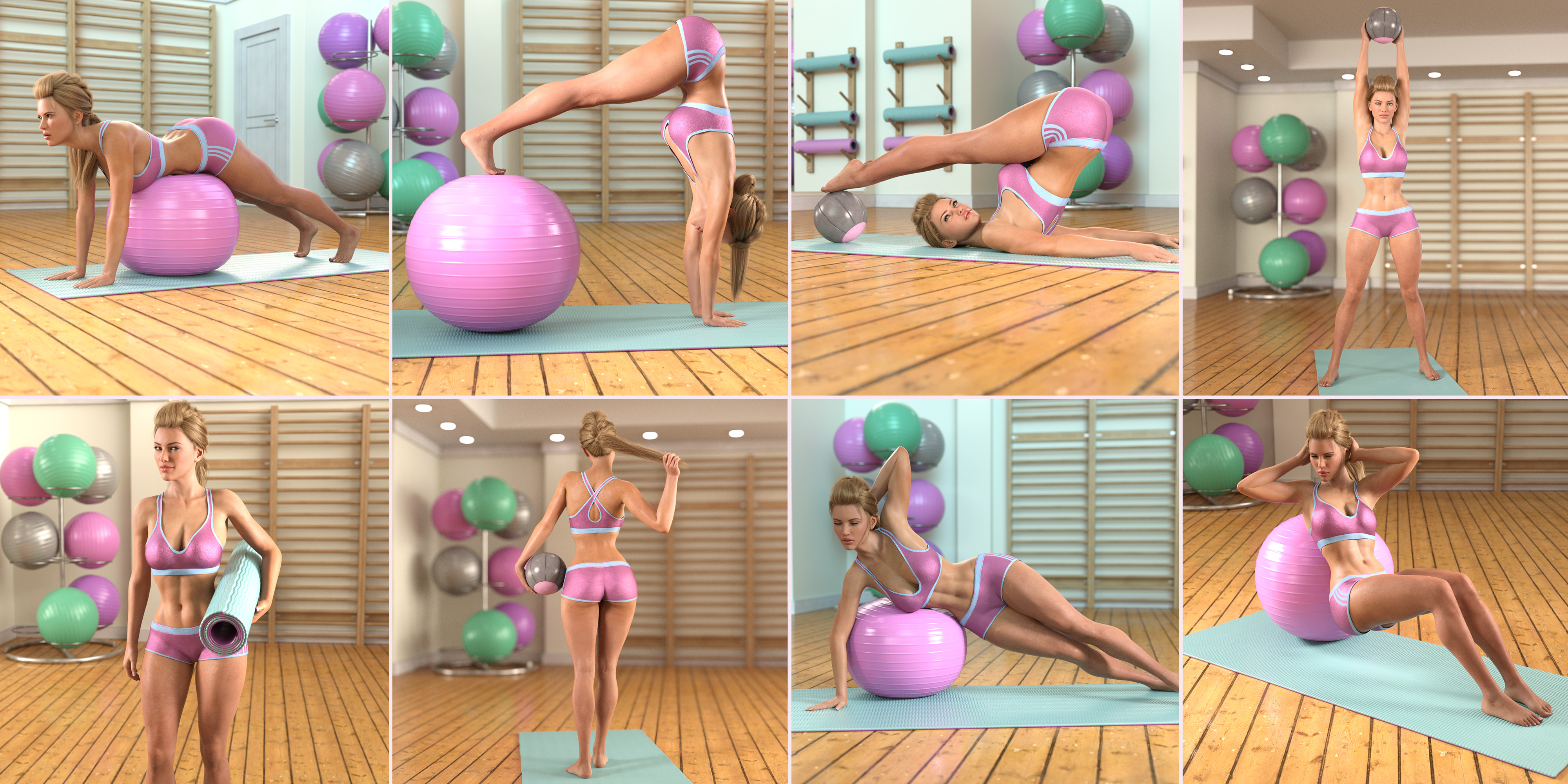 Z Exercise Studio and Poses for Genesis 8 Female by: Zeddicuss, 3D Models by Daz 3D