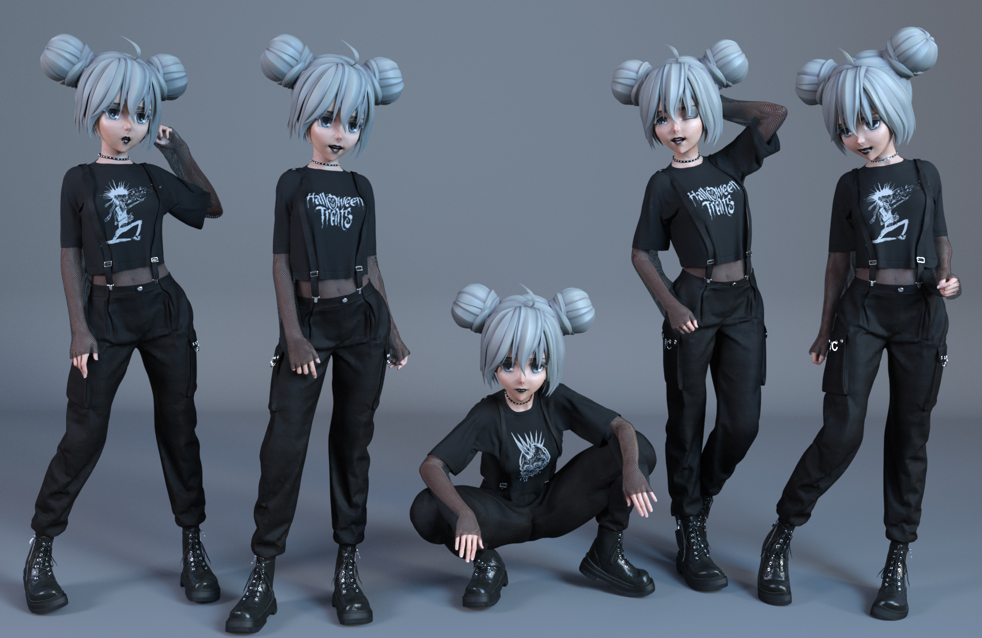 FE dForce Punk Street Outfit and Poses for Genesis 8 Females by: FeSoul, 3D Models by Daz 3D