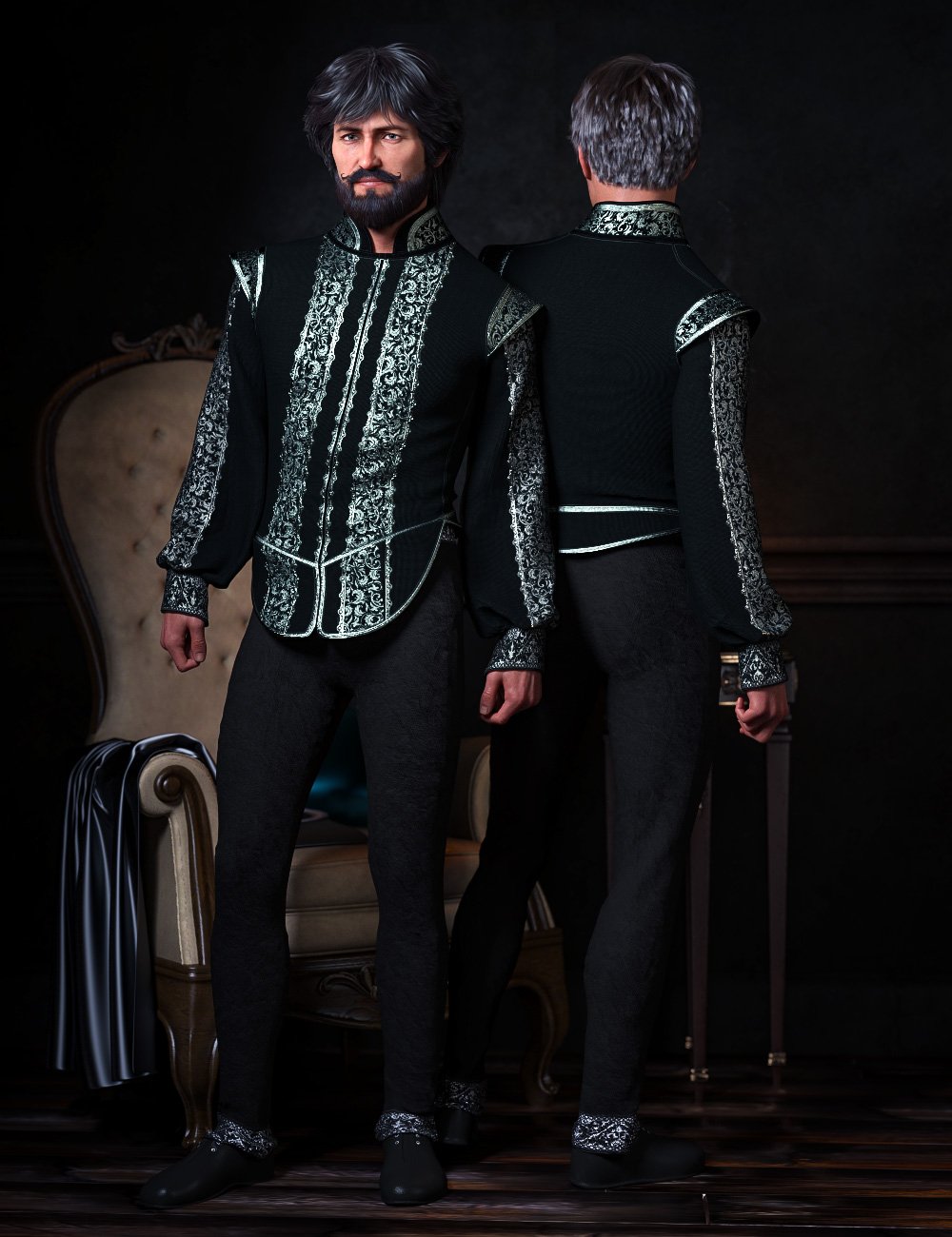 dForce Royal Fashion for Genesis 8 Males by: SadeRedCrow3DArtOdyssey, 3D Models by Daz 3D