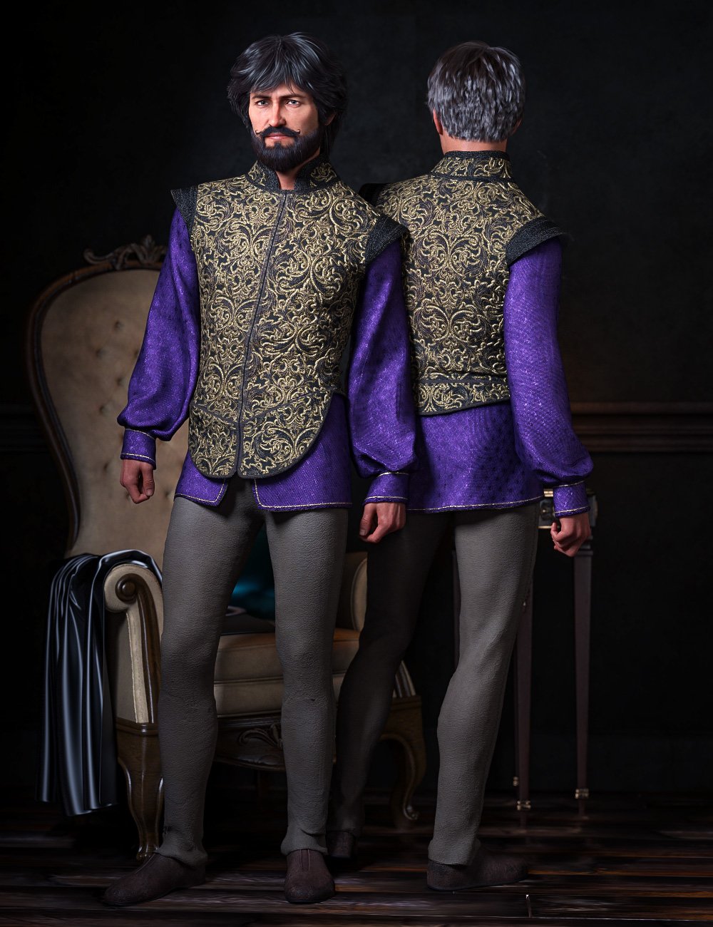 dForce Royal Fashion for Genesis 8 Males by: SadeRedCrow3DArtOdyssey, 3D Models by Daz 3D